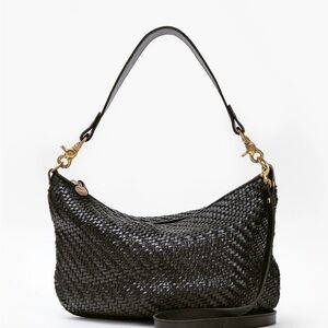 Clare V Black Crossbody Bag with Woven Texture petit Moyen